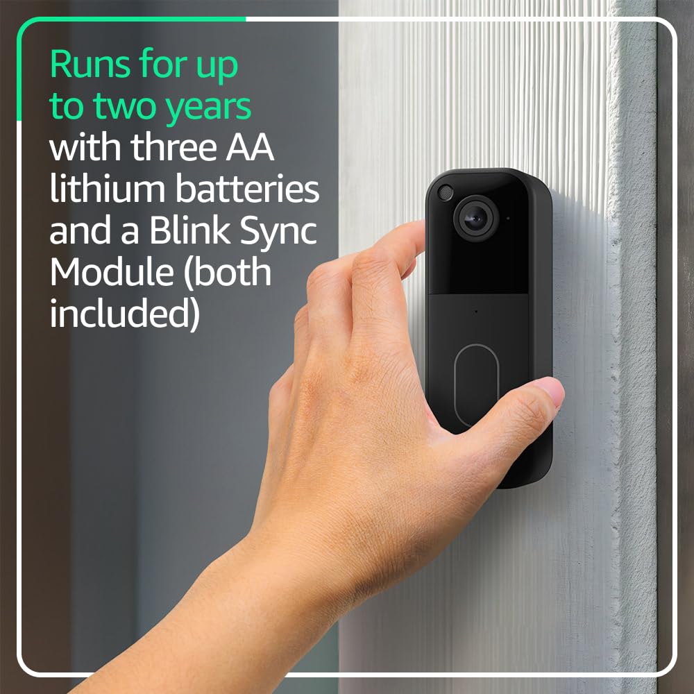 All-new Blink Video Doorbell + Outdoor 4 – Wireless smart security cameras, head-to-toe HD view, two-year battery life. Sync Module Core included – 3 camera system + Video Doorbell