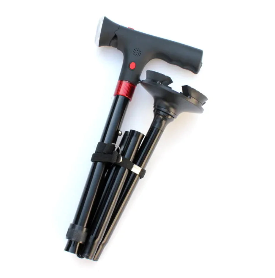 Adjustable Aluminum Folding Cane with Built-in Alarm System