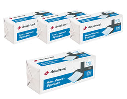 Dealmed Non-Woven Gauze Sponges - 4-Ply, 4" x 4" All-Purpose Non-Sterile Absorbent Dental Gauze Wound Care for First Aid Kit/Medical Facilities, 200 Count (Pack of 4)