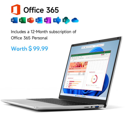 jumper Laptop, 12GB RAM 640GB ROM, Office 365-1 Year 5305U Processor, 15.6 Inch Computer, FHD IPS Screen, 38Wh Battery, 2 Stereo Speakers, USB3.0 * 2, HDMI, for Business and Students.