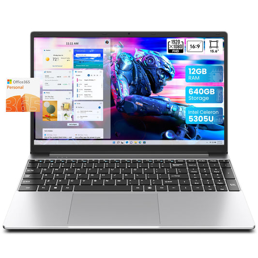 jumper Laptop, 12GB RAM 640GB ROM, Office 365-1 Year 5305U Processor, 15.6 Inch Computer, FHD IPS Screen, 38Wh Battery, 2 Stereo Speakers, USB3.0 * 2, HDMI, for Business and Students.